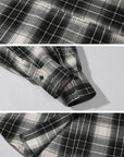 WARDEN EDGE Oversized Plaid Flannel Shirt with Graphic Print
