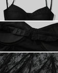 DreamyNerd Black Lace Fishtail Slip Dress - PINKPARKS