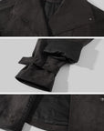 0122stepll Washed Suede Belted Biker Jacket