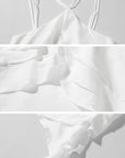 ROVENTE Asymmetrical Layered Ruffle Cami Top with Halter Straps - PINKPARKS
