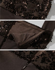 ROVENTE Sequin Halter Knit Corset Top with Tie Back in Mocha Brown - PINKPARKS