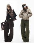 IAMXIAA Corduroy Wide Leg Cargo Pants with Utility Pockets