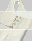 ROVENTE Draped Halter Corset Top in Pearl - PINKPARKS