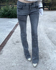 Rase le sol Distressed Patch Flared Denim Pants