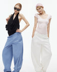 IAMXIAA Adjustable Hem Balloon Wide-Leg Pants