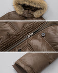 IAMXIAA Faux-Fur Hood Glossy Down Jacket