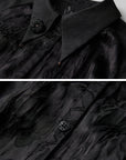 DOINDULGE Textured Jacquard Shirt with High Collar and Ruched Hem