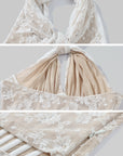 ROVENTE Backless Lace Halter Draped Top - PINKPARKS