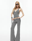 IAMXIAA Striped Halter Neck Flare Pants Set