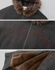 IAMXIAA Faux Fur Hooded Zip-Up Hoodie and Wide-Leg Sweatpants Set