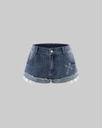 Rase le sol Rhinestone Cross Denim Shorts