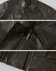 ROVENTE Vintage Brown Oversized Leather Jacket