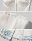 Hydrae Embroidered Satin Corset Top Strapless Slim Fit Bustier