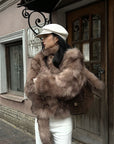 ROVENTE Faux Fur Jacket with Scarf Detail
