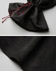 DOINDULGE Asymmetric Textured Shirt with Drawstring Sleeves and Red Accents