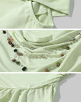 DreamyNerd Asymmetric Off-Shoulder Top with Beaded Back Chain - PINKPARKS