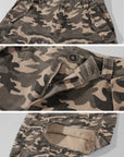 Rase le sol Camouflage Wide Leg Cargo Pants with Buttoned Hems