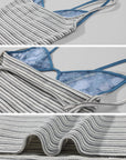 Hydrae Striped Lace-Trim Square Neck Cami Top