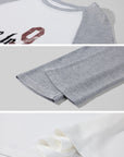 Rase le sol Contrast Raglan Graphic Long Sleeve Top & Low-Rise Shorts Set