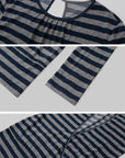 IAMXIAA Striped Open Back Long Sleeve Top