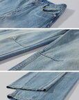 WARDEN EDGE Washed Panel Wide-Leg Denim Pants