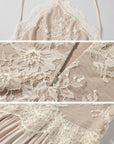 ROVENTE Embroidered Lace Halter Dress With Gathered Hem - PINKPARKS