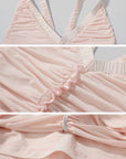 DreamyNerd Blush Ruffle Ruched Mini Dress