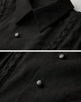 DOINDULGE Deconstructed Panel Shirt with Sheer Back and Embroidered Trims