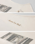Rase le sol T-shirt à manches longues asymétrique à une épaule avec imprimé photo