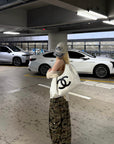 Rase le sol Gathered Cargo Pocket Camouflage Wide-Leg Pants