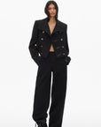 0122stepll High Collar Cropped Military Jacket