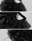 Rase Le Sol Sheer Layered Corset Top & Asymmetric Ruffle Skirt Set