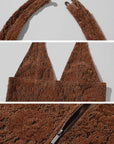 ROVENTE Lace Halter Top in Brown Velvet