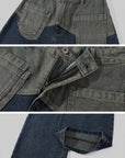 WARDEN EDGE Two-Tone Layered Baggy Denim Pants