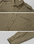 IAMXIAA Studded Utility Shirt – Military Chic Button Down with Epaulette Detail