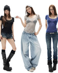 IAMXIAA Sheer Knit Scoop Neck Fitted Tee
