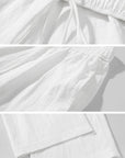 ROVENTE White Linen Wide-Leg Pants with Elastic Waist - PINKPARKS