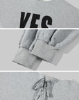 WARDEN EDGE YES Graphic Lace-Up Off-Shoulder Sweatshirt