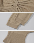 Hydrae Twist-Front Deep V-Neck Knit Top