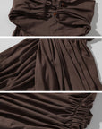 ROVENTE Cross-Drape Halter Top with High Neck Twist Detail - PINKPARKS
