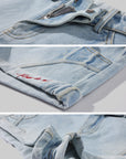 Rase le sol Low-Rise Rolled Hem Embroidered Denim Shorts