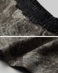DOINDULGE Shadow Jacquard Wide Pants with Lace Waist and Beaded Trim