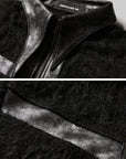 DOINDULGE Faux Leather Trimmed Fuzzy Top