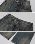 IAMXIAA Jean en denim à jambe large effet vintage