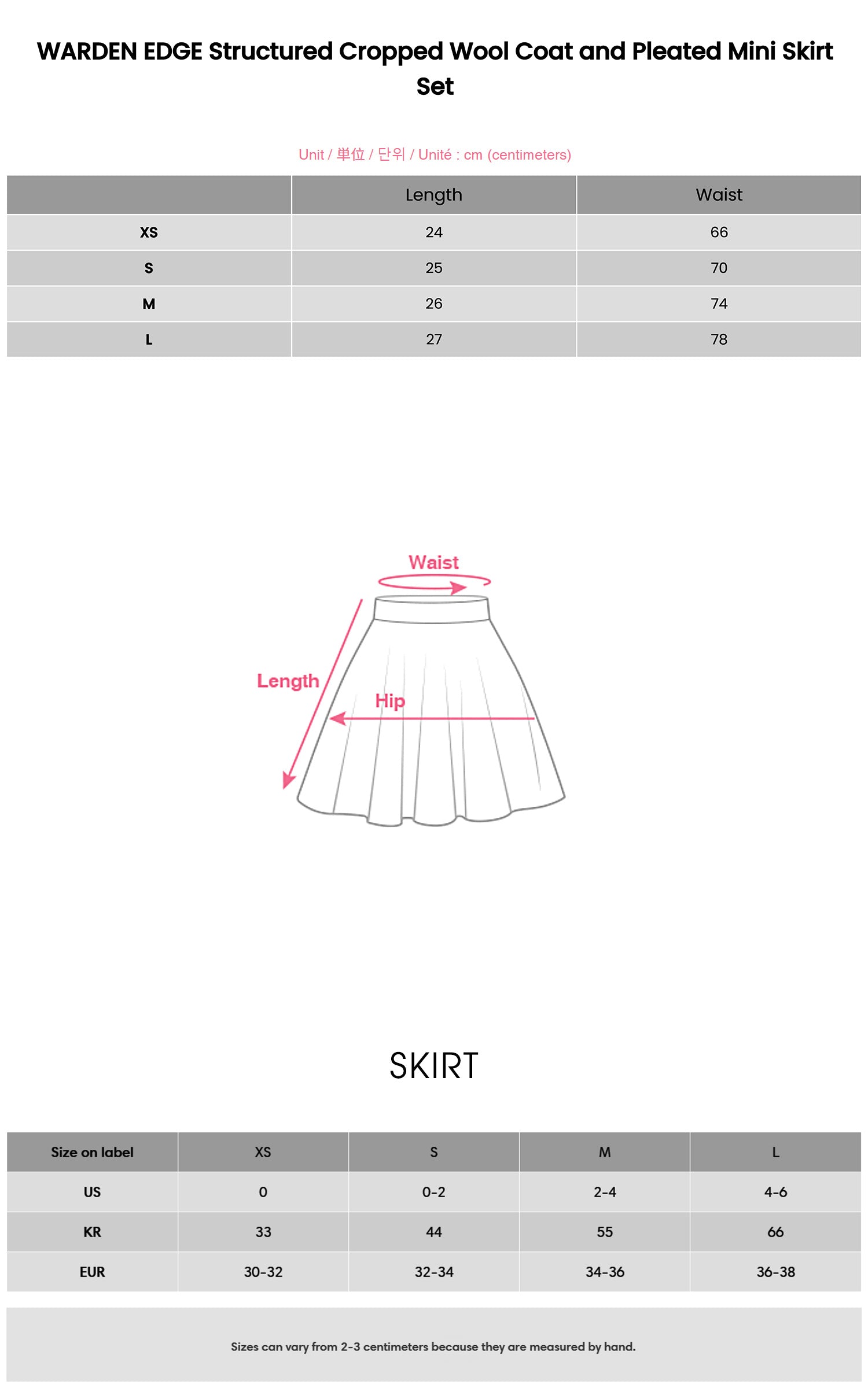 WARDEN EDGE Structured Cropped Wool Coat and Pleated Mini Skirt Set