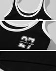 WARDEN EDGE Contrast Binding Tank with Arch Hem and College Lettering - PINKPARKS