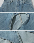 WARDEN EDGE Asymmetric Pocket Flare Denim Skirt with Deconstructed Belt Detail - PINKPARKS