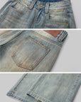 IAMXIAA Jean large taille basse à effet vintage