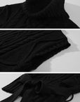0122stepll Deconstructed Cable Knit Belted Turtleneck Vest