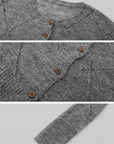 IAMXIAA Sheer Argyle Fuzzy Knit Cardigan